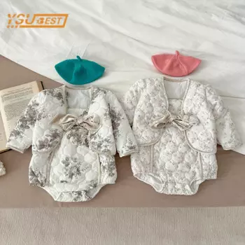 Детский хлопковый комбинезон с длинным рукавом и бантом