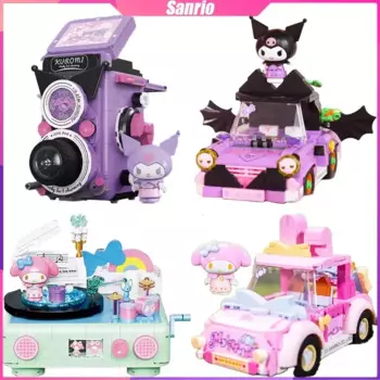 Детский конструктор Sanrio, CD-проигрыватель с камерой, настольное украшение, пазл для сборки, игрушки, подарок на день рождения для мальчиков и девочек