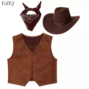 Детский ковбойский костюм Cowgirl Wild West, карнавал на Хэллоуин, женский жилет с бахромой, набор аксессуаров для представлений