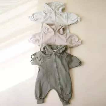 Детское боди на молнии с капюшоном, однотонное боди для новорожденных мальчиков и девочек, спортивный костюм для альпинизма, 2024