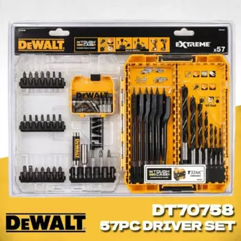 DEWALT, 57 шт., набор сверл с наконечниками и экстремальными насадками из плоской древесины, набор смешанных сверл, аксессуары для электроинструментов Dewalt, DT70758
