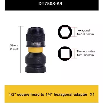 DEWALT Адаптер ударного гайковерта 1/4" на 1/2"