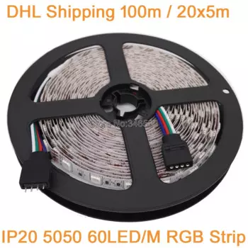 DHL доставка 100 м 20x5 м 12 В 5050 RGB светодиодная лента 60 светодиодов/м 12 В постоянного тока гибкая светодиодная лента, RGB многоцветная IP20 не водонепроницаемая