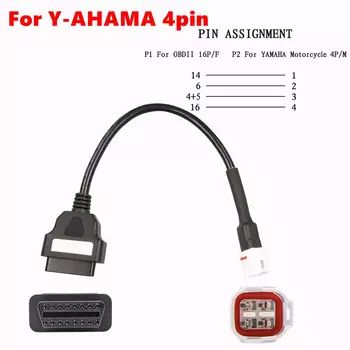 Диагностический кабель для мотоцикла OBD2 для YAMAHA 3-контактный 4-контактный мотоцикл 3- и 4-контактный разъем OBD2 диагностический кабель Адаптер кабеля OBD