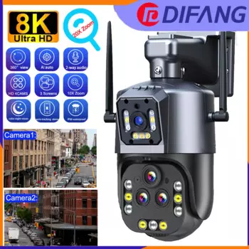 Difang 8K уличная Wi-Fi камера безопасности 20-кратный зум, автоматическое отслеживание, двустороннее аудио, PTZ-камера ночного видения CCTV наружная камера наблюдения