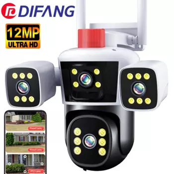 DIFANG Wi-Fi камера безопасности для улицы, вращающаяся на 3 объектива, двусторонний разговор, обнаружение движения, ночное видение, 360° ° беспроводная камера видеонаблюдения