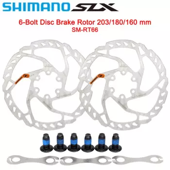 Дисковые тормозные диски SHIMANO SLX RT66 160/180/203 мм, антиослабляющие тормозные колодки для горного велосипеда, 6 болтов, больше мощных роторов, оригинальные детали