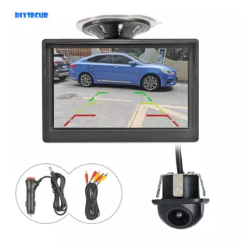 DIYSECUR Проводная 5 "HD ЖК-дисплей монитор заднего вида Автомобильный монитор Мини Автомобильная камера заднего вида система заднего вида