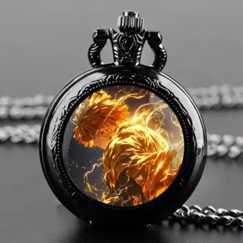 Дизайнерские стеклянные купольные кварцевые карманные часы Rengoku Kyoujurou с прочной цепью арабский циферблат с цифрами для мужчин и женщин креативные подарки