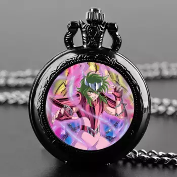 Дизайнерские стеклянные купольные кварцевые карманные часы Saint Seiya с прочной цепью арабский циферблат с цифрами для мужчин и женщин креативные подарки