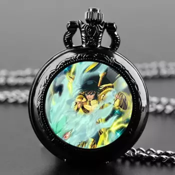 Дизайнерские стеклянные купольные кварцевые карманные часы Saint Seiya с прочной цепью арабский циферблат с цифрами для мужчин и женщин креативные подарки
