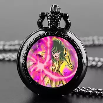 Дизайнерские стеклянные купольные кварцевые карманные часы Saint Seiya с прочной цепью арабский циферблат с цифрами для мужчин и женщин креативные подарки