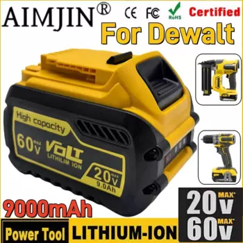 Для аккумулятора Dewalt 20 В/60 В 9000 мАч MAX аккумулятор DCB606 DCB609 DCB205 DCB206 DCB209 DCB182 9,0 Ач/6,0 Ач аккумулятор для электроинструмента