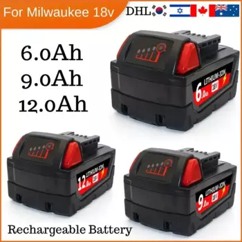 Для аккумуляторных батарей Milwaukee M18 18 в 1860 Ач/Ач, аккумуляторные батареи M18B5 48-11-, зарядное устройство, электроинструмент, батарея br
