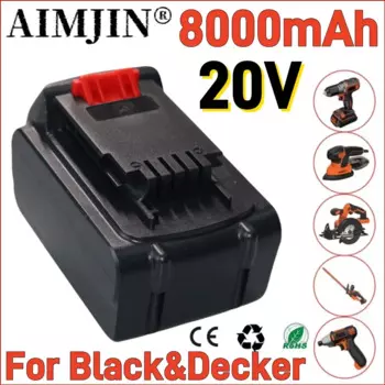 Для Black Decker 20 В 8000 мАч литий-ионная аккумуляторная батарея Замена LB20 LBX20 LBXR20 аккумулятор для электроинструмента