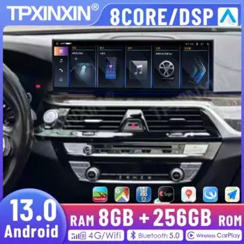Для BMW 5 серии G30 G38 2018-2023 Автомобильный радиоприемник Ультратонкий сенсорный дисплей Ultra HD GPS-навигационная система 8G 256G Автоаксессуары