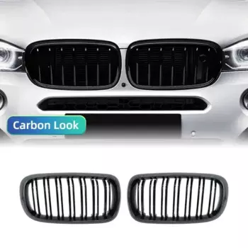 Для BMW F15 F16 X5 X6 F85 F86 2014-2018 передний бампер, гоночная решетка для почек, глянцевая черная автомобильная решетка с двойной планкой