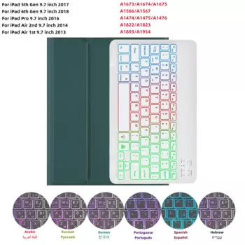 Для iPad 6-го поколения, эргономичная клавиатура RGB, мышь, радужная подсветка, Волшебная клавиатура, чехол для iPad 5-го 9,7 дюйма Pro Air 9,7 дюйма
