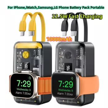 Для IPhone,iWatch,Samsung,LG Аккумулятор для телефона портативный для Apple Watch зарядное устройство 10000 мАч Внешний аккумулятор 22,5 Вт Быстрая зарядка