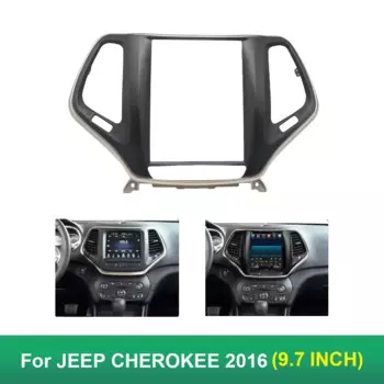 Для JEEP CHEROKEE 2016, 9,7-дюймовый 2-диночный автомобильный радиоприемник, мультимедийная рамка в стиле Tesla, видеоплеер, навигационная DVD-панель, отделка