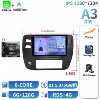 Для Nissan Patrol Y61 1997-2005 автомобильный радиоприемник мультимедийная навигация GPS Android 14 WIFI беспроводной CarPlay экран сенсорная стерео консоль
