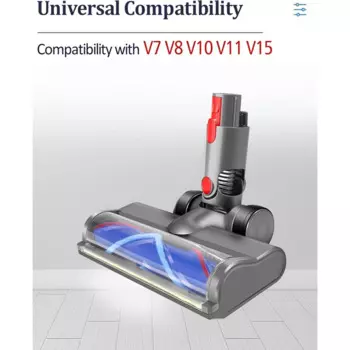 Для пылесоса Dyson V7 V8 V10 V11 V15, насадка V-образной щетки с щетиной и светодиодными лампами для пыли для паркетного пола