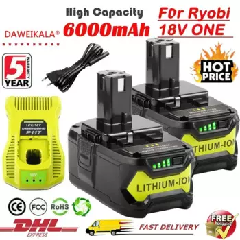 Для RYOBI P108 6 Ач 18 В One + Plus аккумулятор 18 В литий-ионный электроинструмент P104 P107 RB18L50 RB18L20 P108 зарядное устройство 18 В