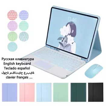 Для Samsung Galaxy Tab S9 FE SM-X510 X516B 10,9 дюймов клавиатура с подсветкой и чехлом для сенсорной панели с держателем для стилуса Tab S9 FE клавиатура