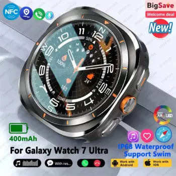 Для Samsung Galaxy Watch 7 Ultra GPS Compass Смарт-часы для спорта на открытом воздухе Man AMOLED BT Call IP68 Galaxy 6 Обновленные умные часы для мужчин