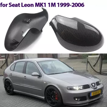Для Seat Leon MK1 1M 1999-2006 Автомобильное зеркало заднего вида, боковое крыло, защитная рамка, накладка, карбоновый вид и ярко-черный