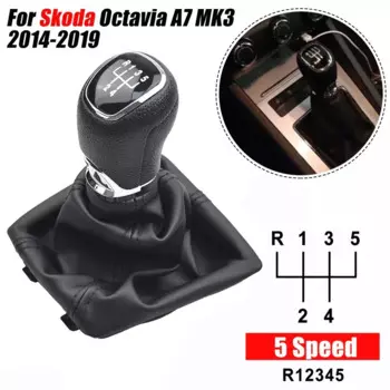 Для Skoda Octavia A7 MK3 2014 2015 2016 2017-2019 хромированная и искусственная кожа автомобильная ручка переключения передач, рычаг переключения передач, чехол багажника, аксессуары