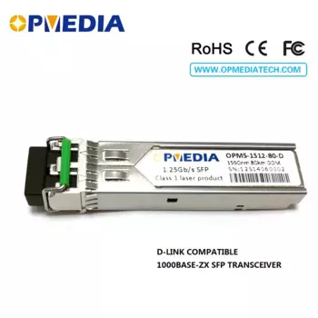 Для трансивера D-Link, SFP-GE-ZX, 1000BASE-ZX SFP, 1,25G 1550nm 80км SFP оптический модуль с двойным LC разъемом и DDM funcion