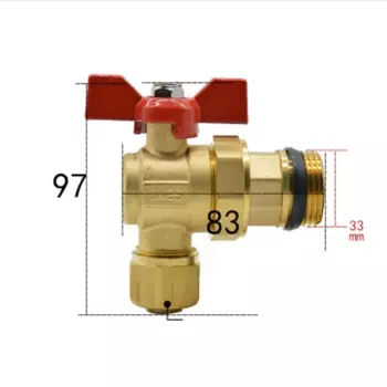 DN25 G 1 "BSPP Мужской посадка 16/20 мм ID/OD PEX труба нет латунь угловой шаровой кран с красной ручкой для воды Mainfold