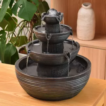 Домашний фонтан, настольный водяной фонтан Fengshui, Каскадный стол «Водопад», украшение для стола, подарки, светильники, вращающийся шар