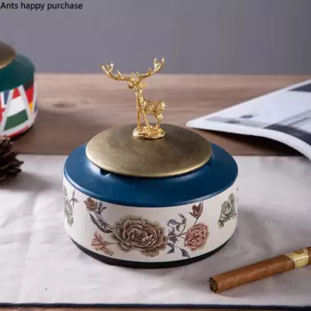 Домашний Керамика пепельница накладка олень кенгуру крышка Анти-летучей золы пепельный ящик для хранения украшения пепельница AshtraysSmoking аксессуары