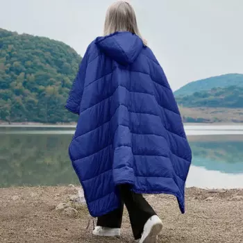 Дорожное портативное водонепроницаемое зимнее пончо унисекс, теплый пончо с капюшоном для кемпинга, спальный мешок с накидкой