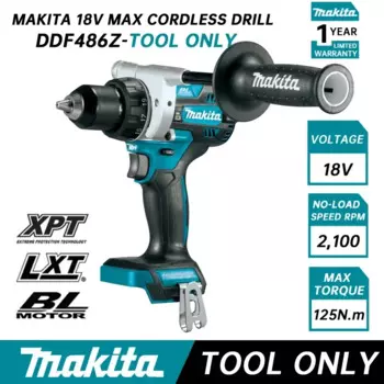 Дрель аккумуляторная MAKITA DDF486, 18 в, с регулировкой скорости