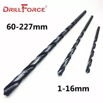 Drillforce инструменты 1,0 мм-16 мм HSS M2 черный оксид Длинные спиральные сверла для металлообработки легированная сталь и чугун