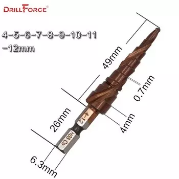 DRILLFORCE Ступенчатое сверло кобальтовое HSS M35 5%