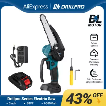 Drillpro 6-дюймовая бесщеточная цепная пила, ручная мини-пила для обрезки, электронные инструменты для аккумулятора