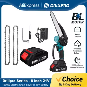 Drillpro 8-дюймовая бесщеточная цепная пила, ручная мини-пила для обрезки цепной пилы, инструмент для резки аккумулятора для Makita