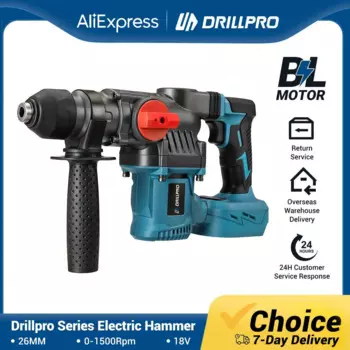 Drillpro бесщеточная электрическая Ударная дрель, 26 мм, роторная беспроводная ударная дрель, электроинструменты для Makita, батарея 18 в