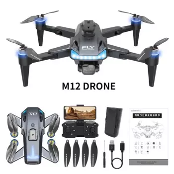 Дрон M12 ESC Профессиональный FPV Дрон с камерой 4k Квадрокоптер Предотвращение препятствий Аэрофотосъемка RC Вертолет