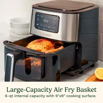 Духовка для фритюрницы-корзина 6-Qt из нержавеющей стали, воздушная фритюрница-безопасные для посудомоечной машины детали с 5 точками-обжарка, испечь, брол