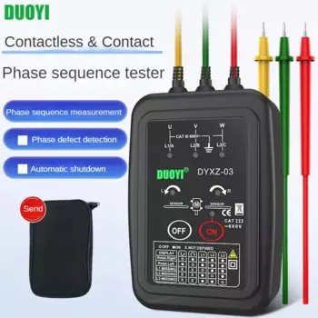 DUOYI DYXZ-01 DYXZ-02 трехфазный детектор, тестер вращения, Бесконтактный детектор последовательности фаз, индикатор, цифровой фонарь