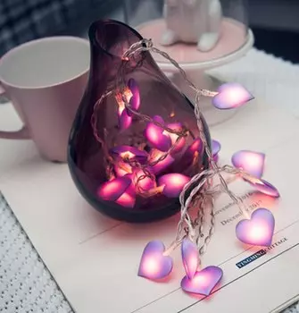 DUUINO Розовая светодиодная гирлянда с сердцами 20 LED