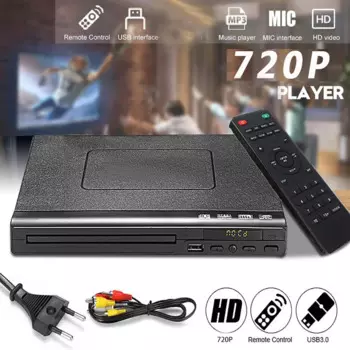 DVD-плеер DVD225 Home 1080P с AV-кабелем для ТВ, мультирегионов с пультом дистанционного управления, поддержка CD SVCD VCD MP3 видео