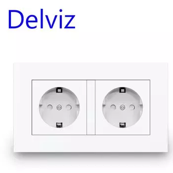 Двойная евророзетка Delviz 16А белая
