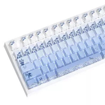 Двойные колпачки клавиш Pbt, сине-белый фарфоровый колпачок для клавиш, краситель Sub, колпачок для клавиш с боковой подсветкой для механической клавиатуры MX switch