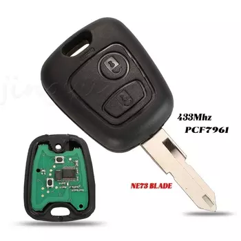 Двухкнопочный пульт дистанционного управления jingyuqin для PEUGEOT 206 433 МГц Чехол для автомобильного ключа с чипом транспондера PCF7961/лезвие NE73